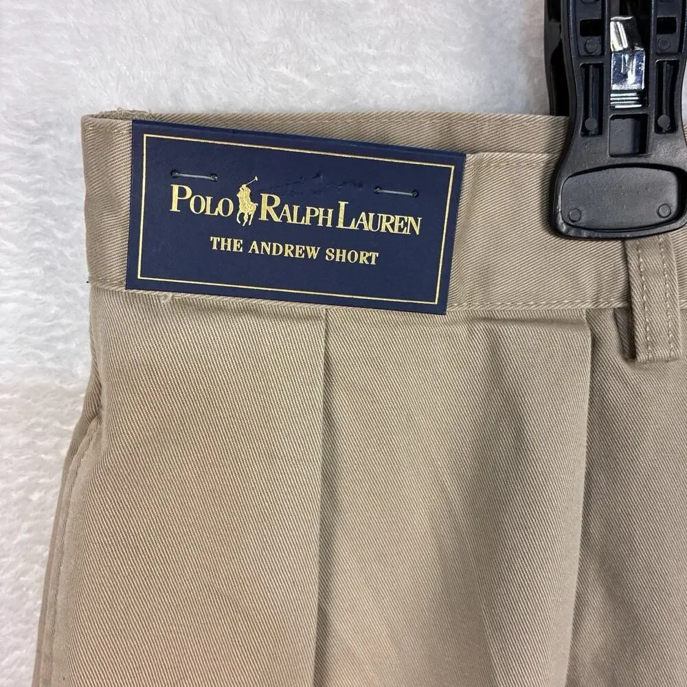 VTG Polo Ralph Lauren Shorts Mens 40 Khaki Andrew Pleated Preppy Classic 90s